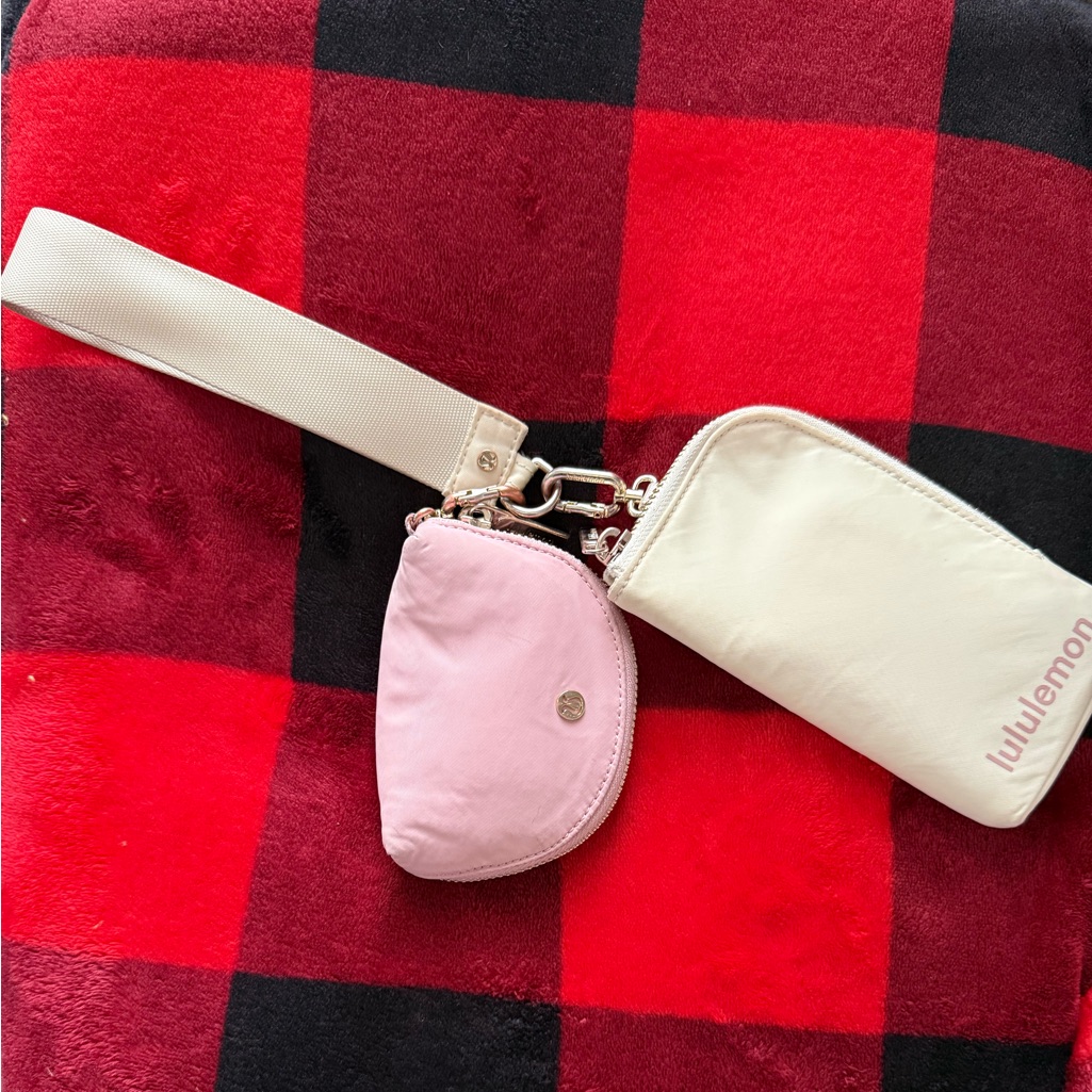 Lululemon Athletica Pink And Cream Wristlet Set